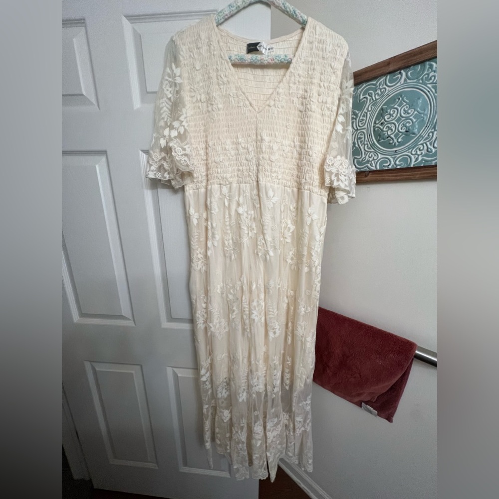 Womens white lace maxi dress